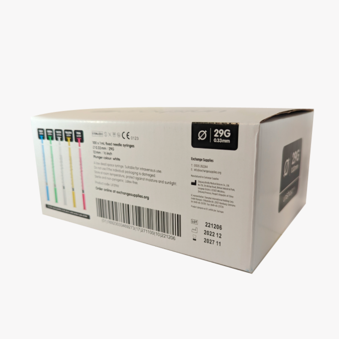 Unisharp 1ml 29g Fixed Needle Syringe 0.5 inch back Unisharp 1ml 29g Fixed Needle Syringe 0.5 inch back
